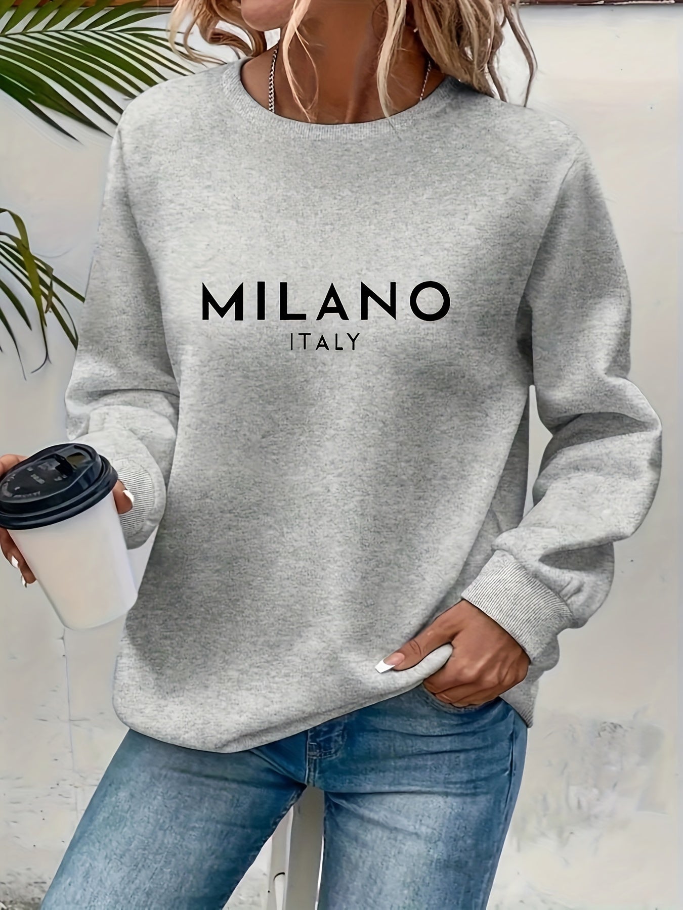 Milano Print Pullover Sweatshirt für Damen