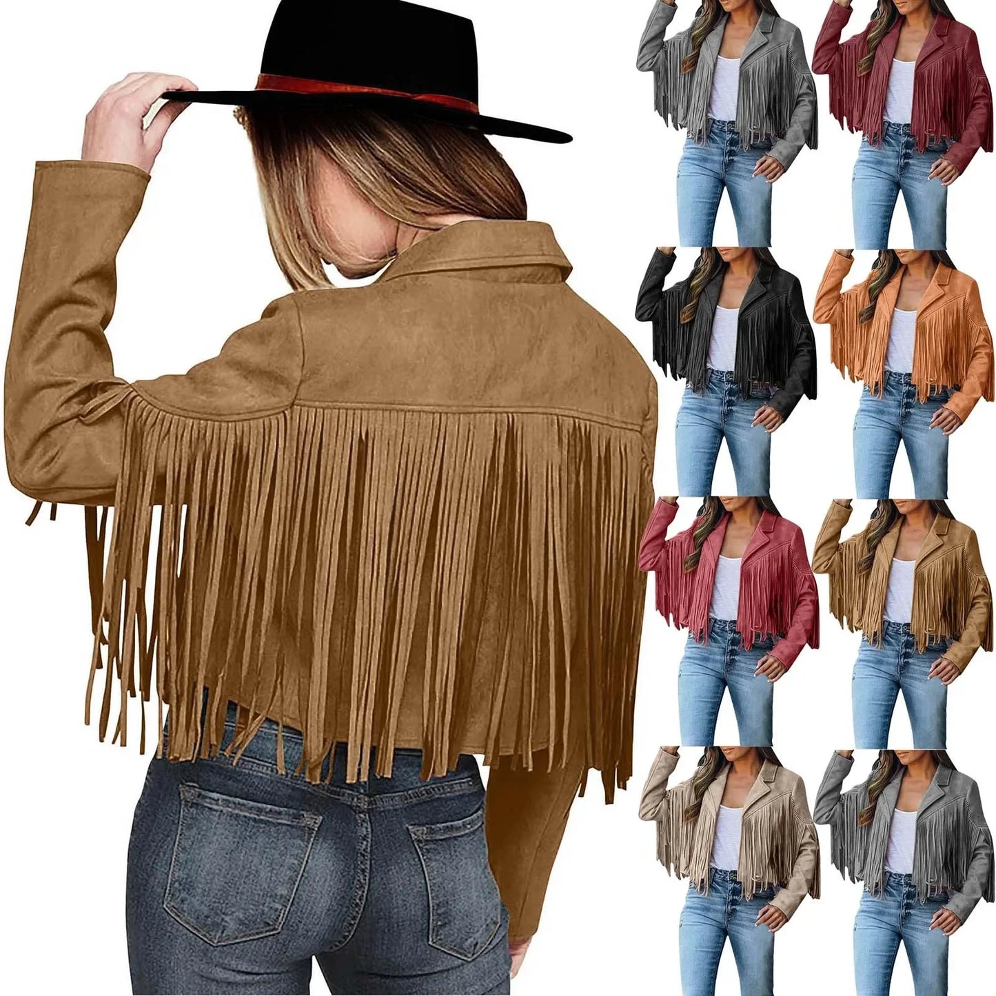 Fashionable women's jacket with fringes