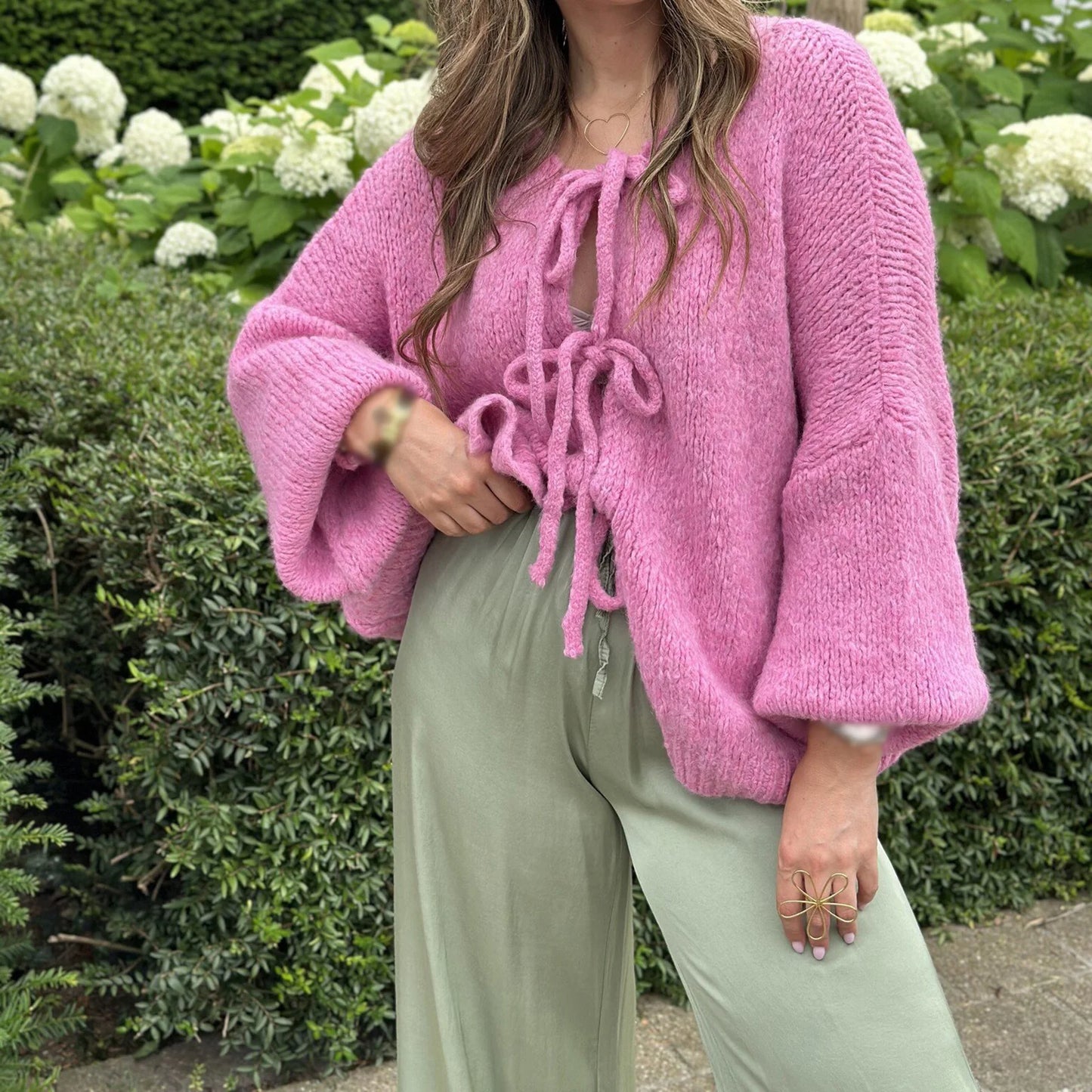 Modig lång kofta dam med knytband – patchwork-design, långärmad, 100% polyester, höstmode i multicolor