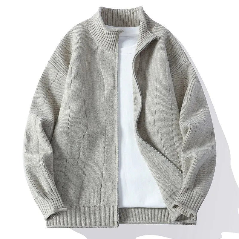 Modischer Herren Strickjacke mit Stehkragen