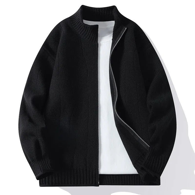 Modischer Herren Strickjacke mit Stehkragen