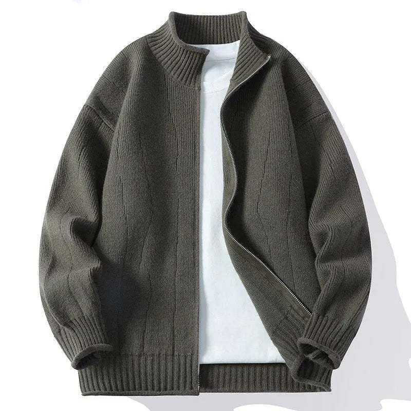 Modischer Herren Strickjacke mit Stehkragen