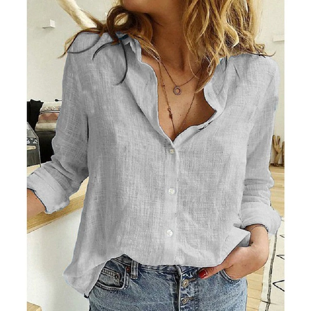 Paula | Elegant blus dam i ekologisk bomull med reliefmönster