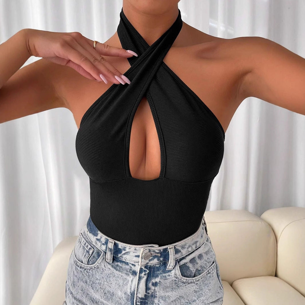 Hilary | Eleganter Kreuz-Hohlschlitz Bodysuit für Damen