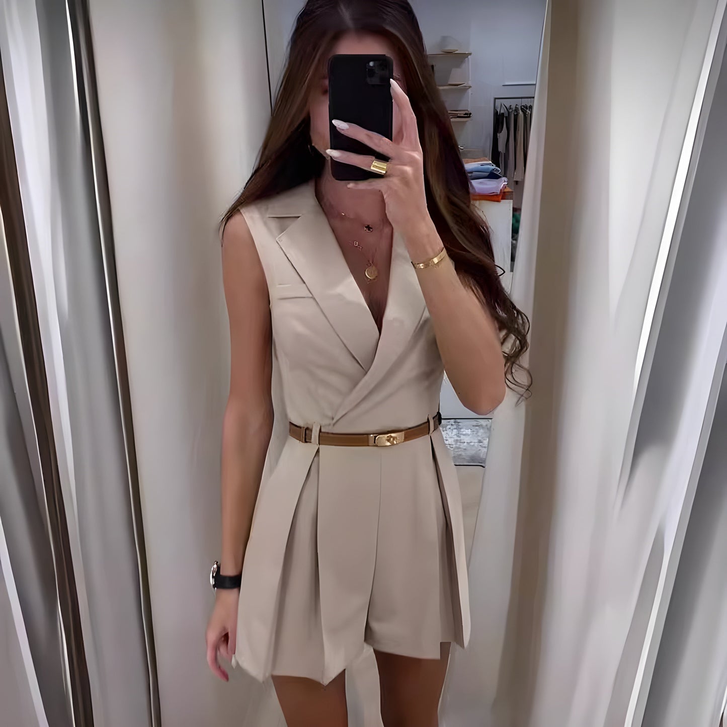Variant image for Mina | Eleganter Ärmeloser Jumpsuit für Damen mit V-Ausschnitt für Hochzeit-6