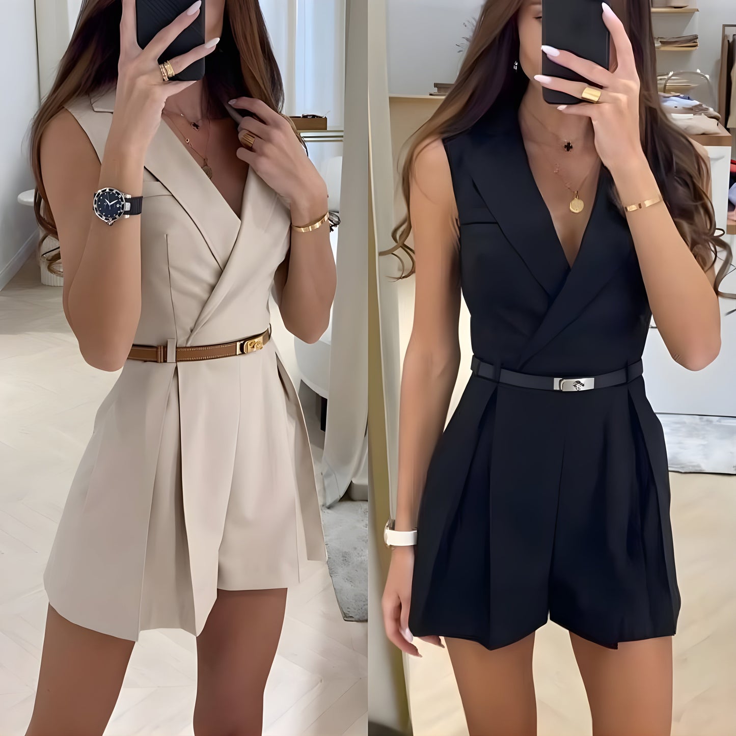 Mina | Eleganter Ärmeloser Jumpsuit für Damen mit V-Ausschnitt für Hochzeit