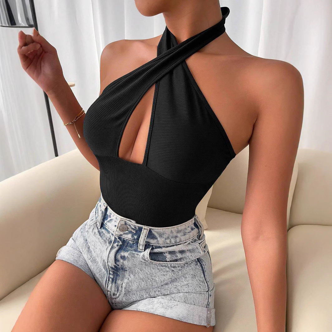 Hilary | Eleganter Kreuz-Hohlschlitz Bodysuit für Damen