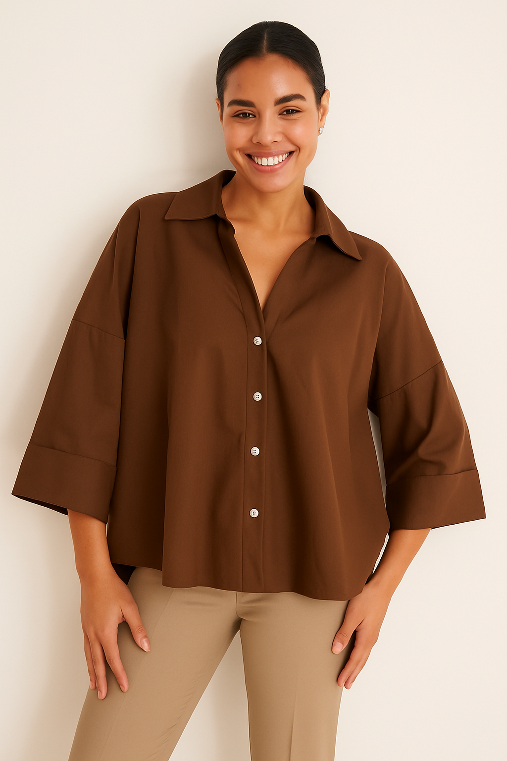 Oversize Bluse mit Knöpfen