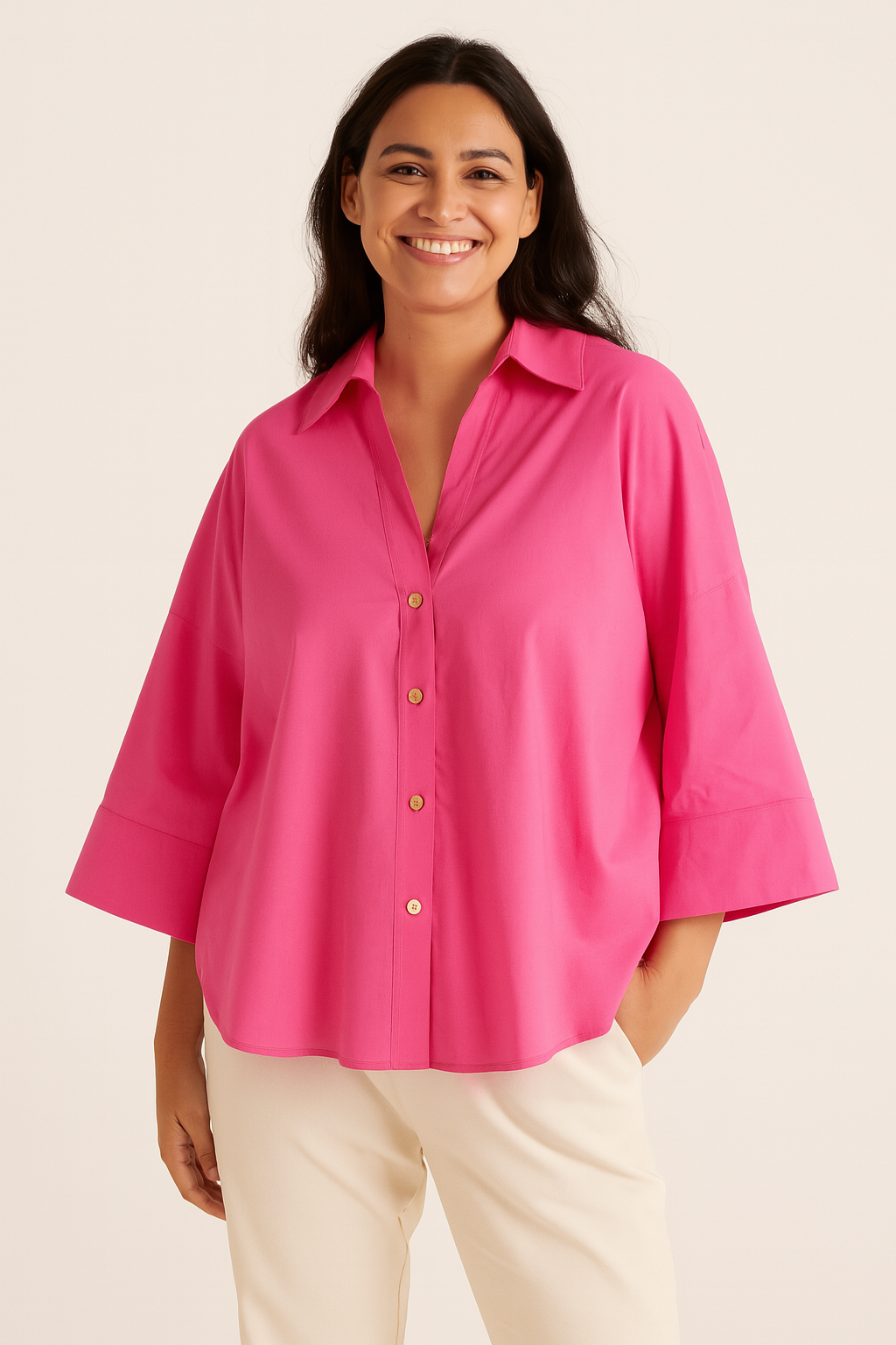 Oversize Bluse mit Knöpfen
