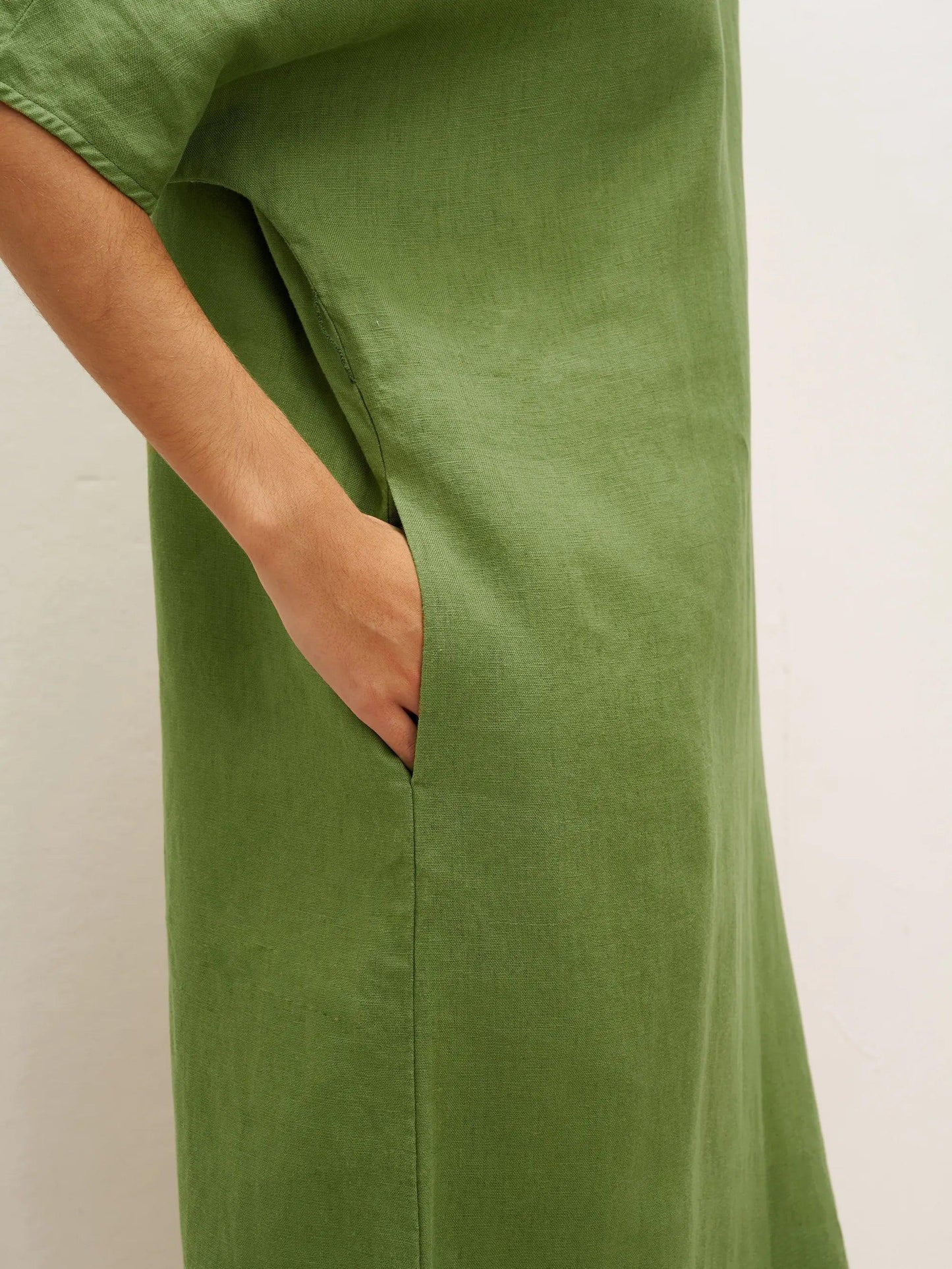 Oversized linen midi dress for women