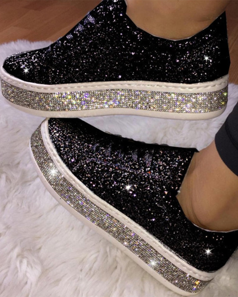 Plateausneakers für Frauen mit Glitzer