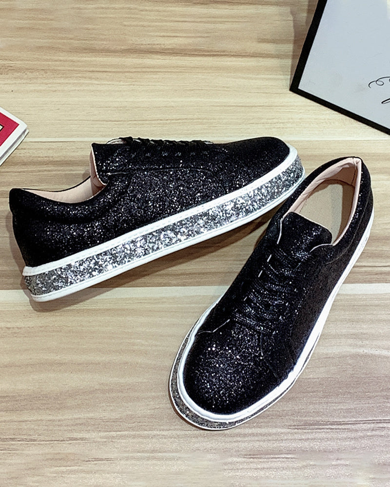 Plateausneakers für Frauen mit Glitzer