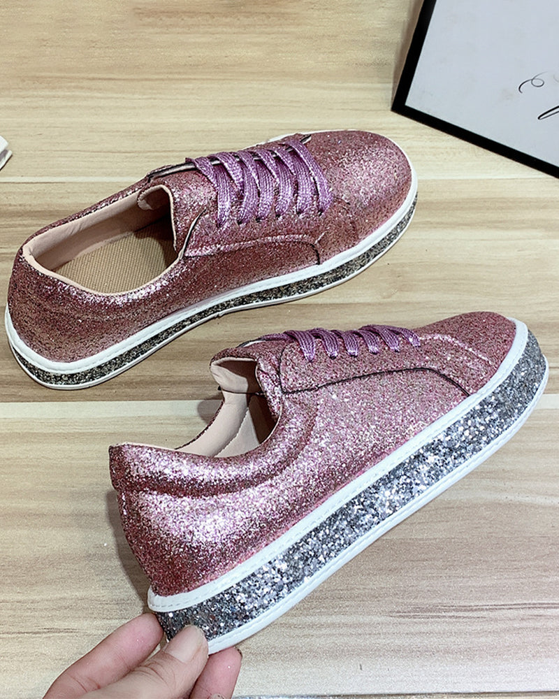 Plateausneakers für Frauen mit Glitzer