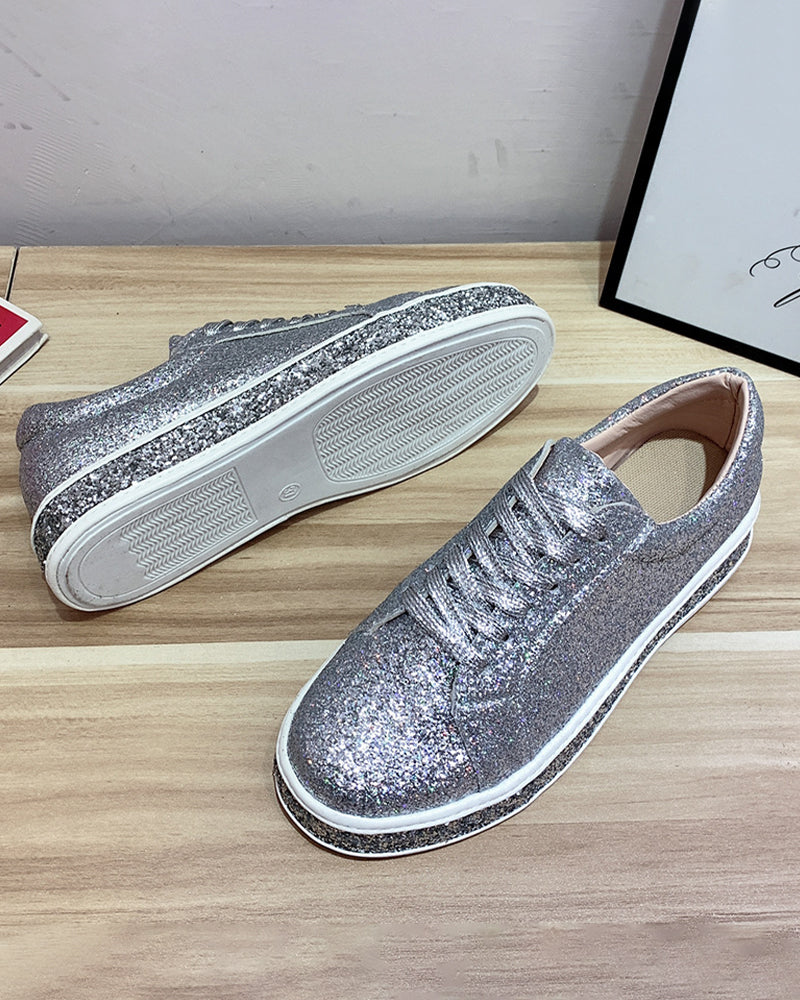 Plateausneakers für Frauen mit Glitzer