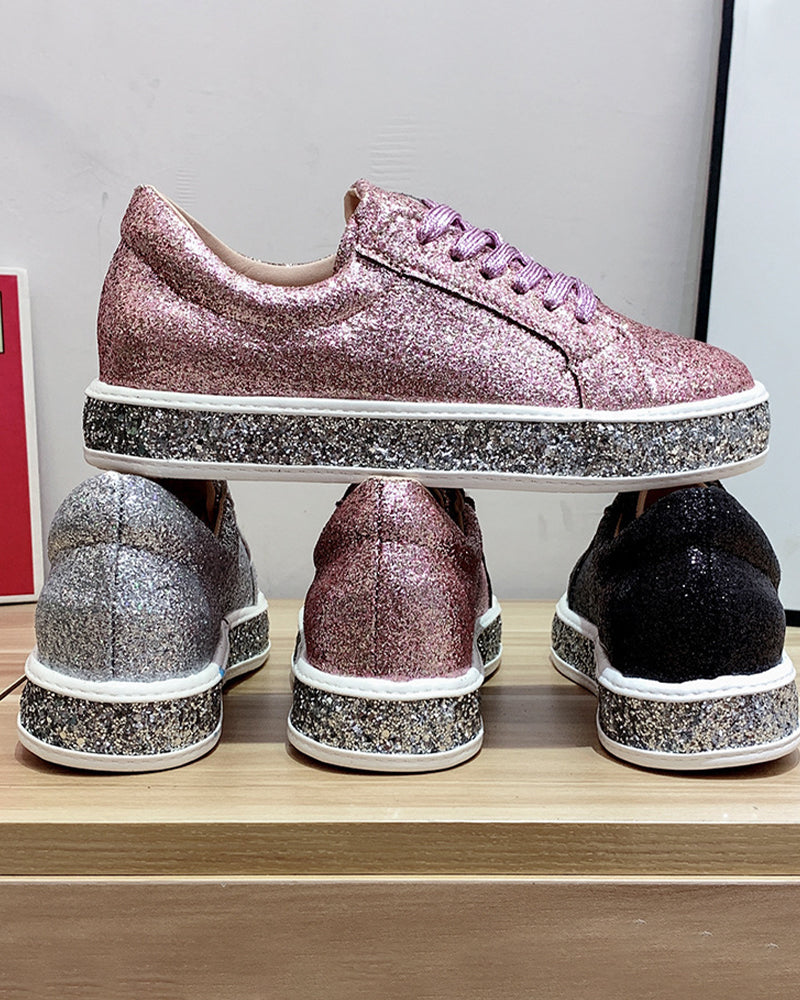 Plateausneakers für Frauen mit Glitzer