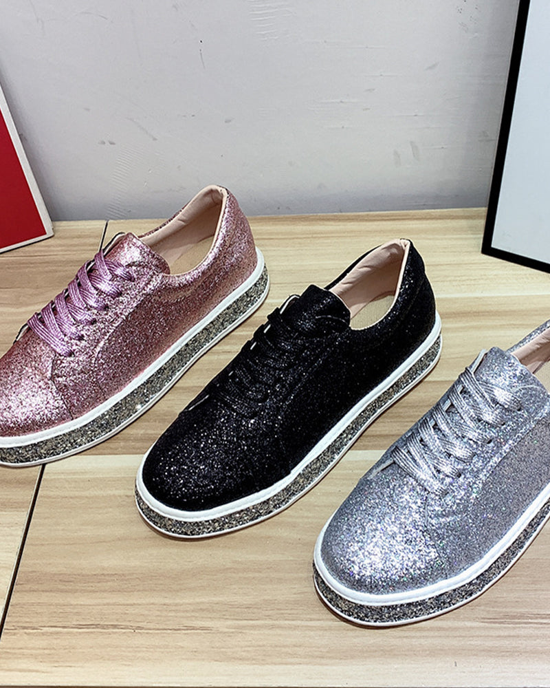 Plateausneakers für Frauen mit Glitzer