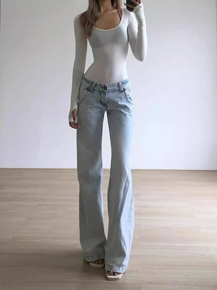 Low-Waist-Jeans mit geradem Bein
