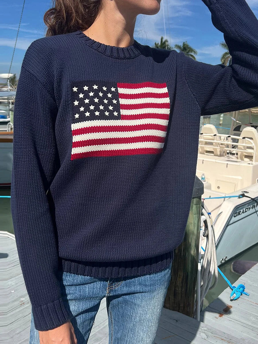 Retro Pullover Damen mit Flag