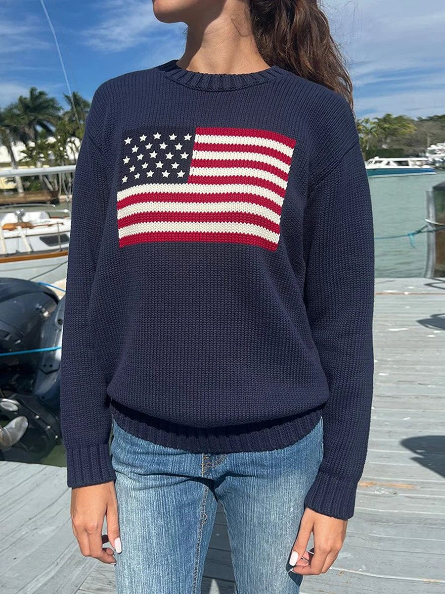 Retro Pullover Damen mit Flag