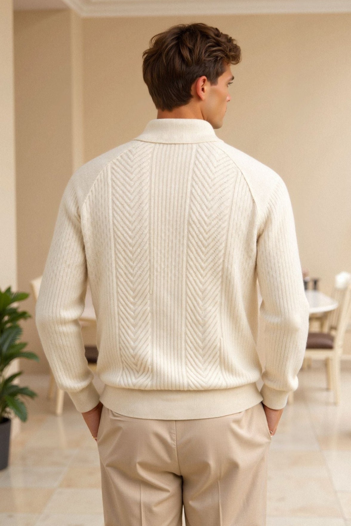 Retro Polopullover mit Langen Ärmeln