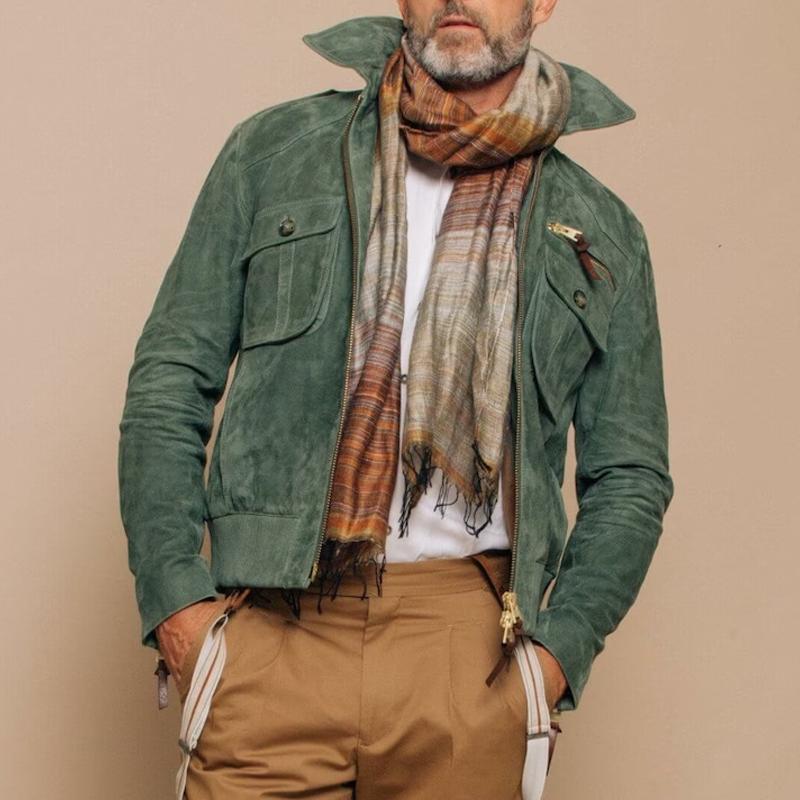 Retro Suède Jacke für Herren