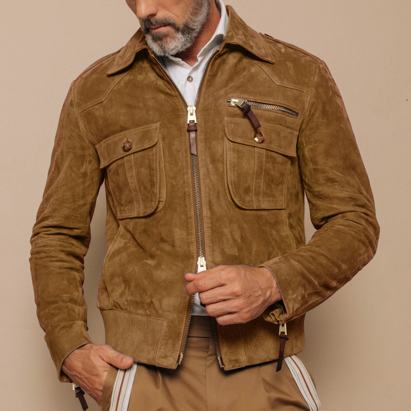 Retro Suède Jacke für Herren