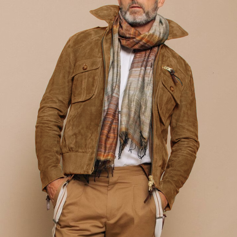 Retro Suède Jacke für Herren