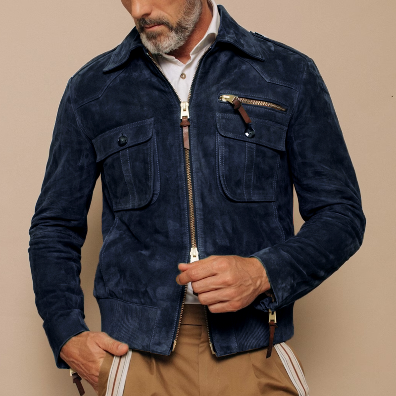 Retro Suède Jacke für Herren