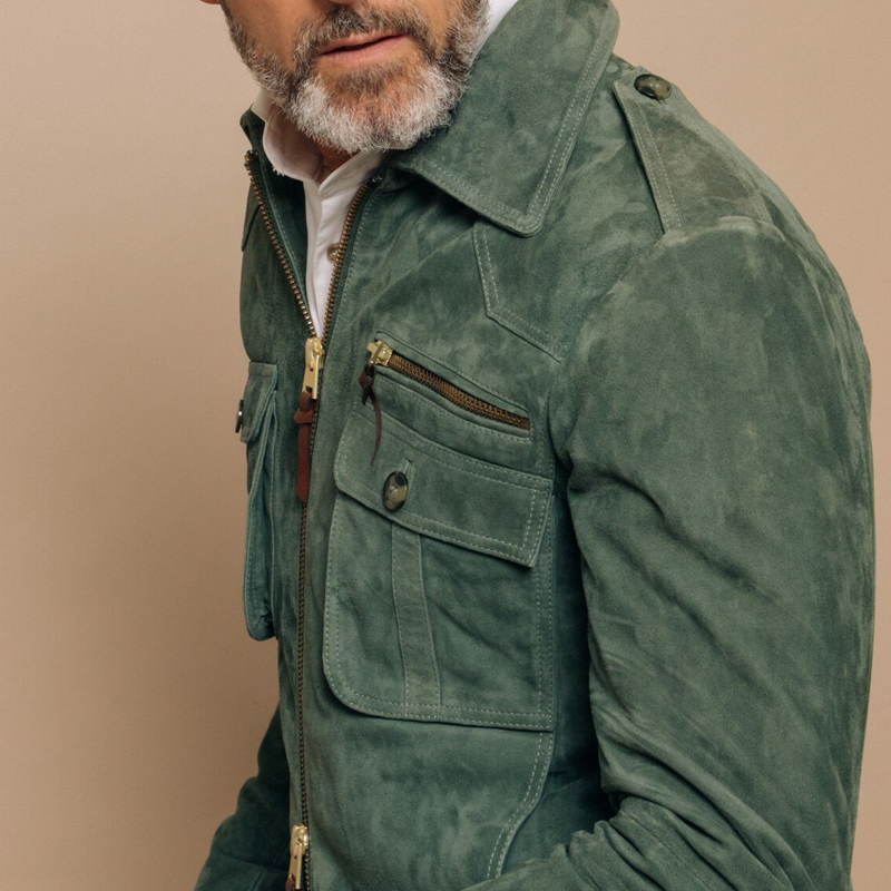 Retro Suède Jacke für Herren