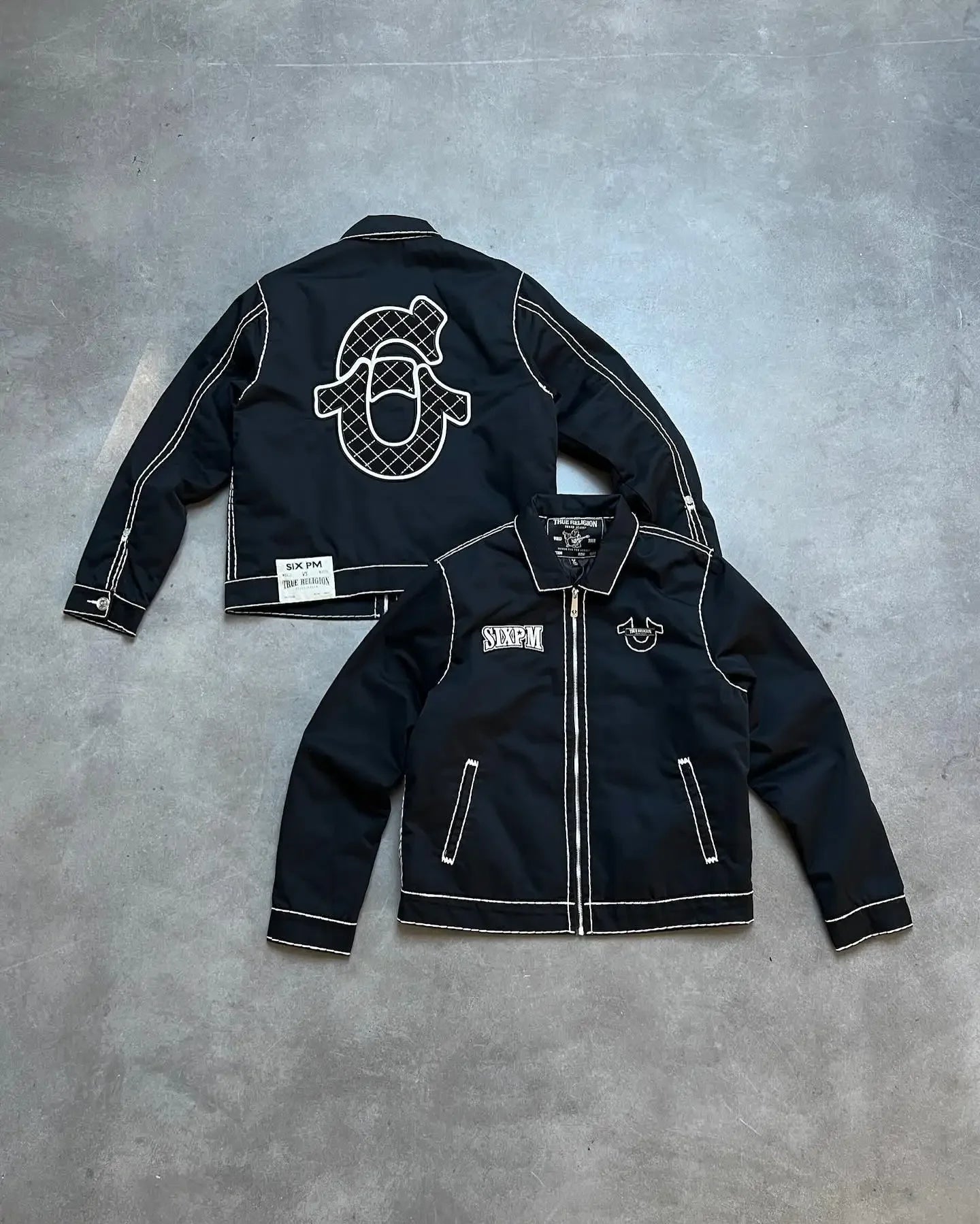 Retro Y2K Denimjacke mit Leder, gestickte Buchstaben, Motorradstil, dicke Herrenjacke