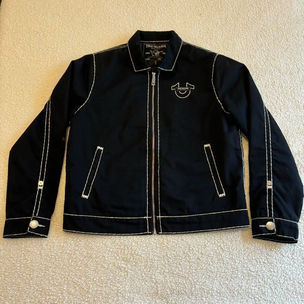 Retro Y2K Denimjacke mit Leder, gestickte Buchstaben, Motorradstil, dicke Herrenjacke