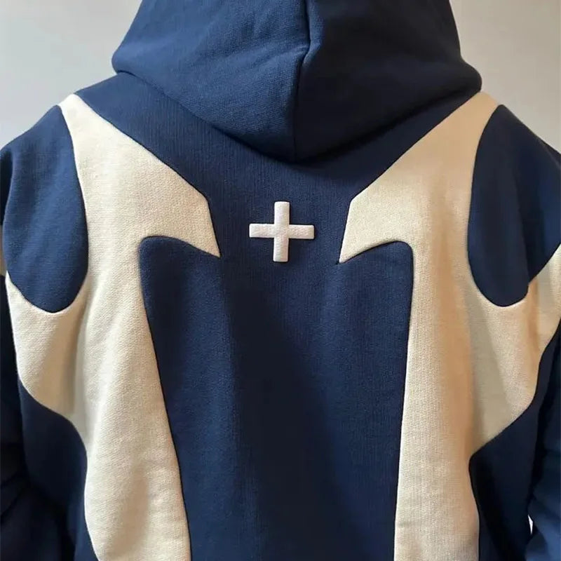 Retro Zip Hoodie mit Teufelsmotiv