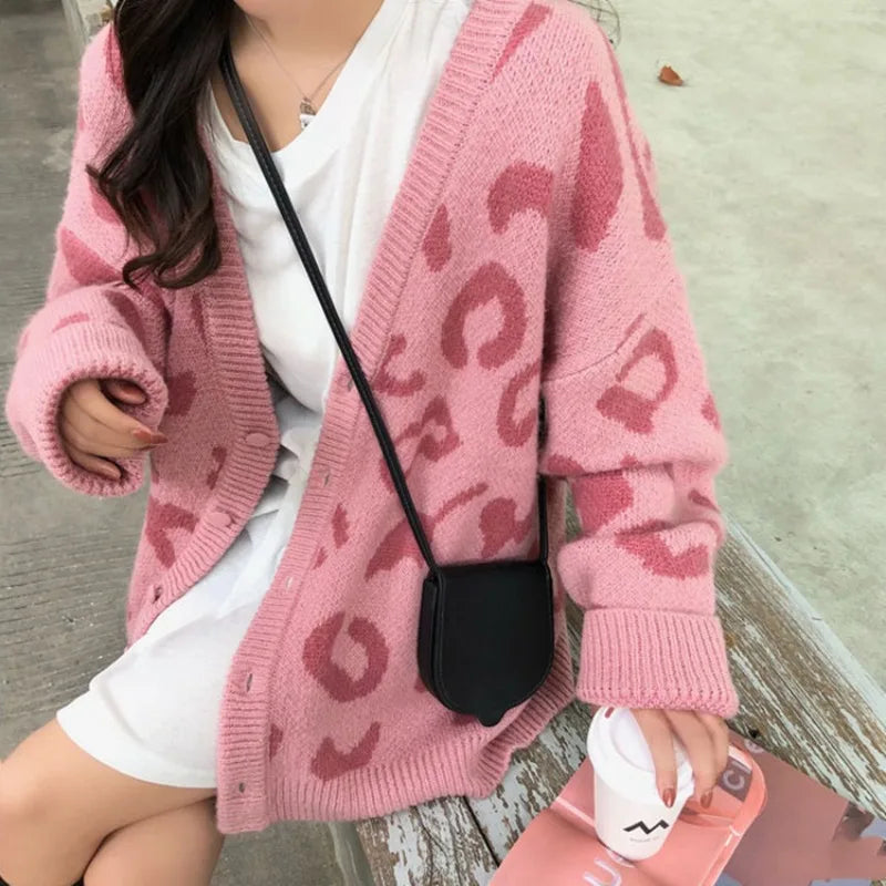 Cardigan con motivo leopardato