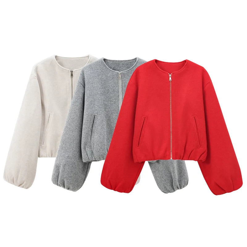 Bomber jacket women with zipper