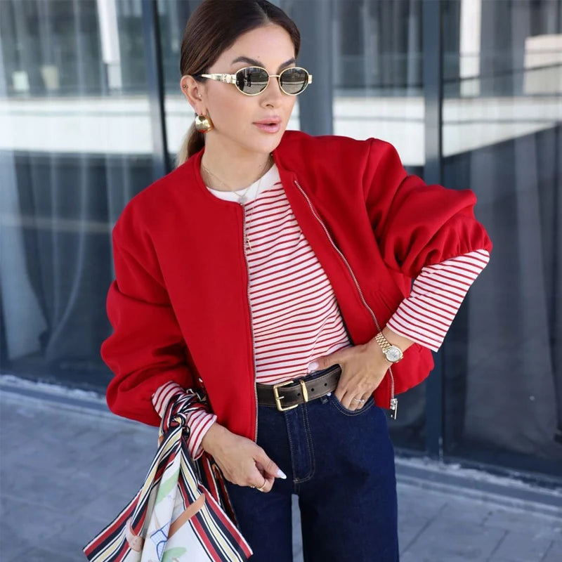Bomber jacket women with zipper