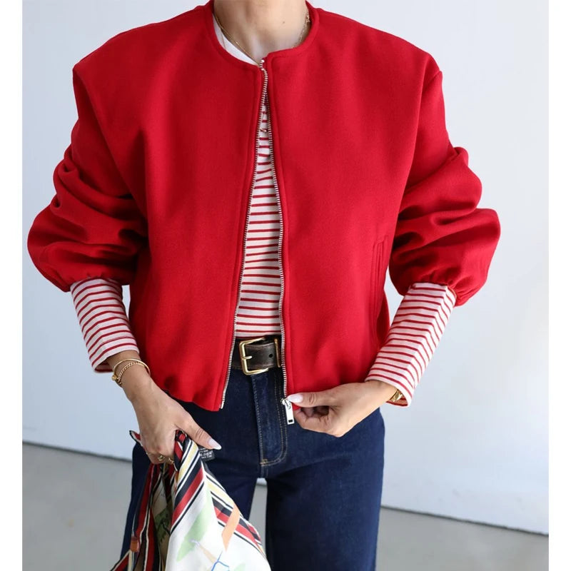 Bomber jacket women with zipper