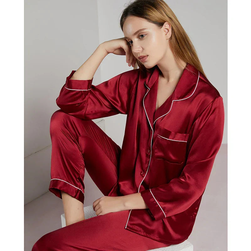 Variant image for Damen Seidenpyjama Schwarz Größe M 100% Seide-7