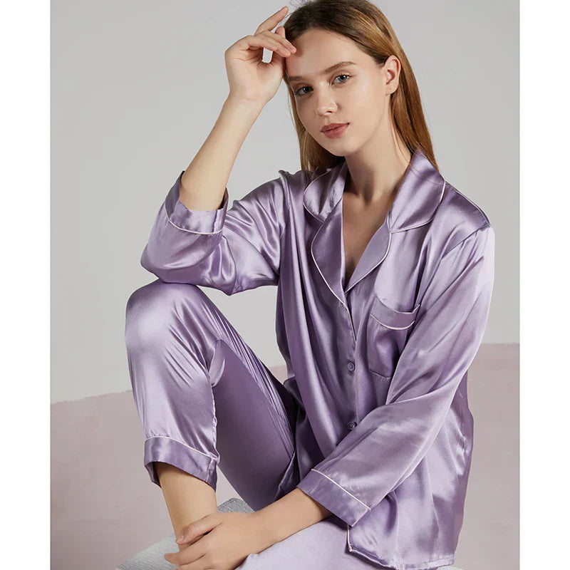 Variant image for Damen Seidenpyjama Schwarz Größe M 100% Seide-19