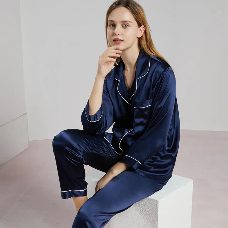 Variant image for Damen Seidenpyjama Schwarz Größe M 100% Seide-31