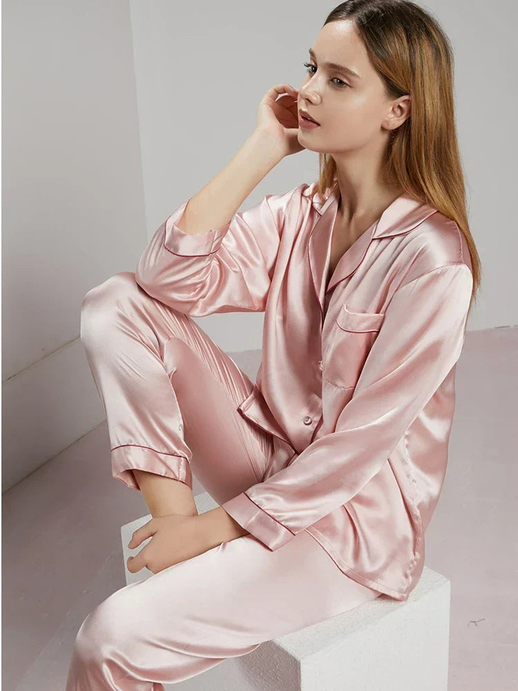 Variant image for Damen Seidenpyjama Schwarz Größe M 100% Seide-1