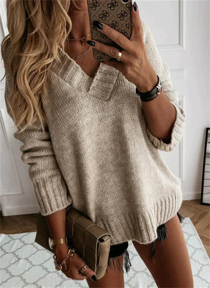 Variant image for Beatrix | Klobiger V-Ausschnitt Pullover Damen - Stylisch und Warm-31