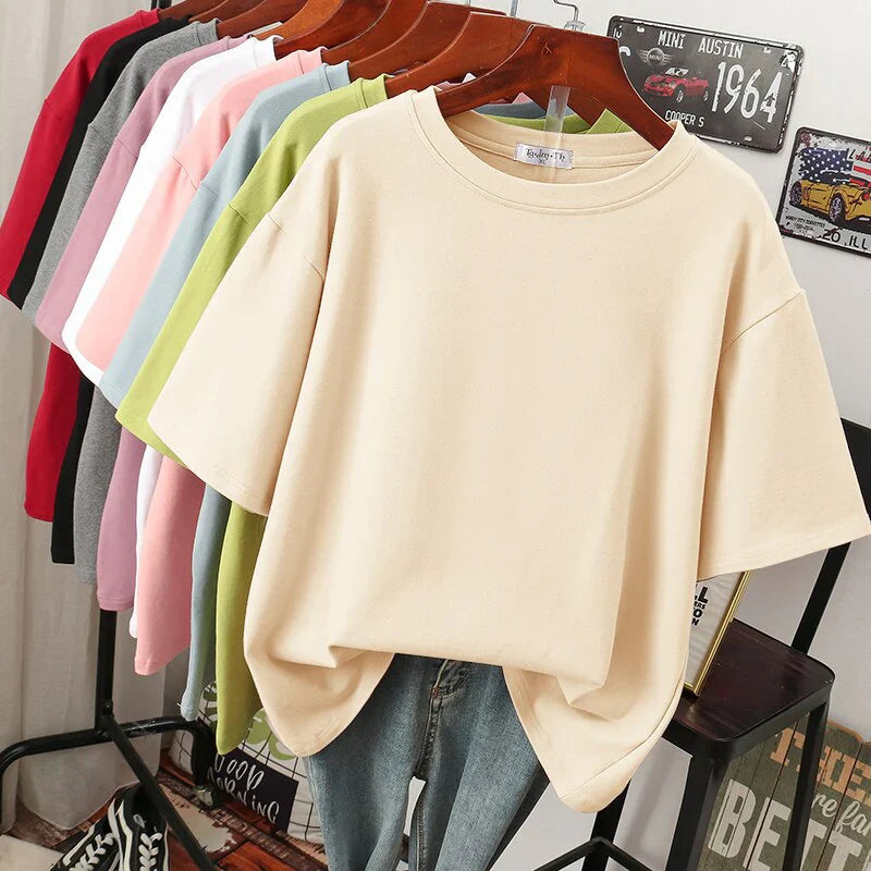 Variant image for Rhoswen | Übergrößes Baumwoll-T-Shirt für Damen - Lässiges Oberteil Damen-64