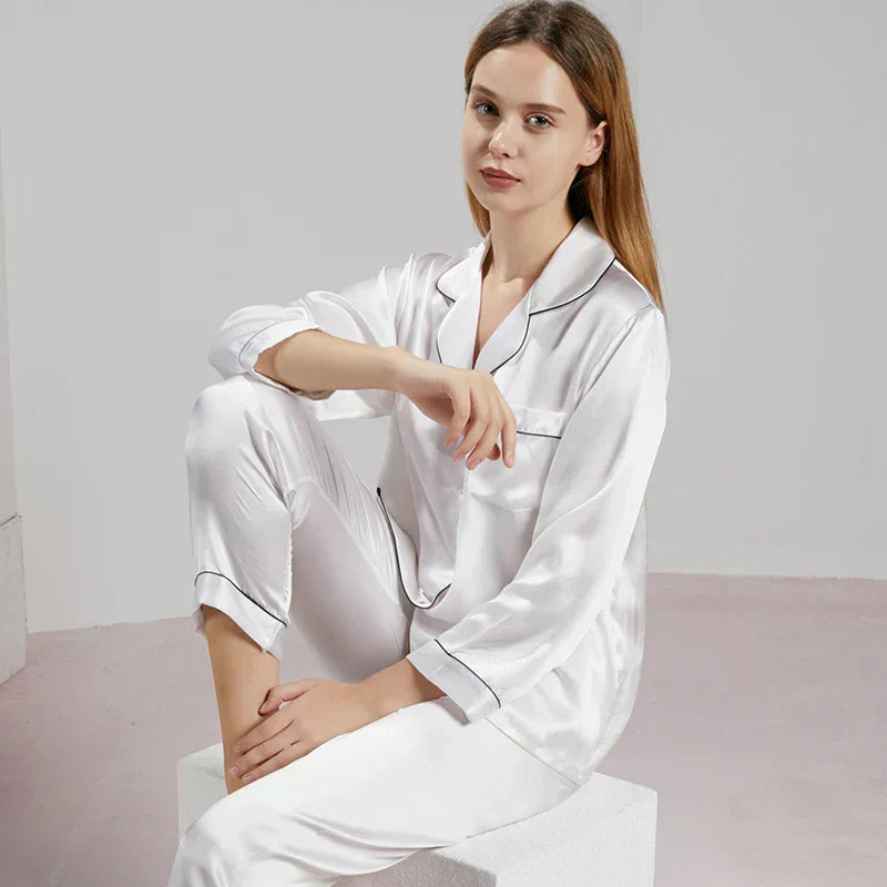 Variant image for Damen Seidenpyjama Schwarz Größe M 100% Seide-25