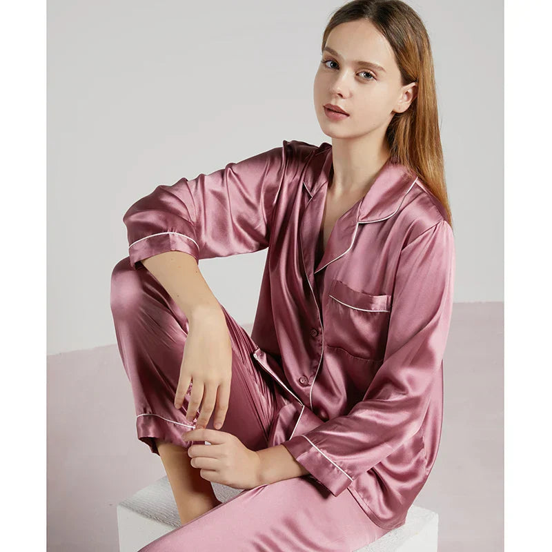 Variant image for Damen Seidenpyjama Schwarz Größe M 100% Seide-13