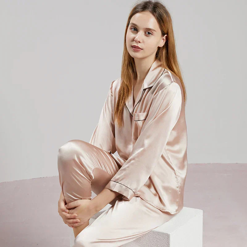 Variant image for Damen Seidenpyjama Schwarz Größe M 100% Seide-55