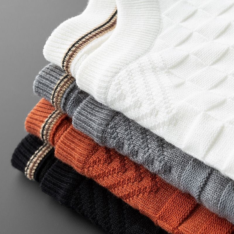 Stefan | Stylischer Herbst Waffelstrick Pullover mit Rundhalsausschnitt für Männer
