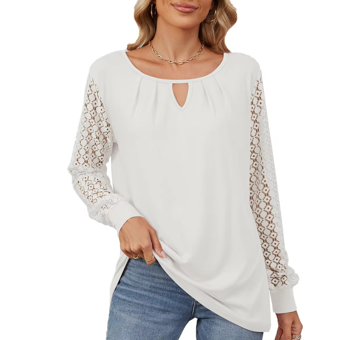 Variant image for Carlotta | Modisches Langarm-Top für Damen mit Spitzendetails-6