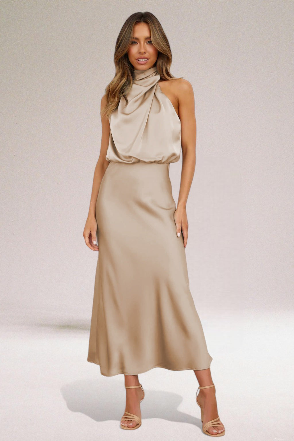 Lauren | Trendig Satin-Halterkleid für Frauen