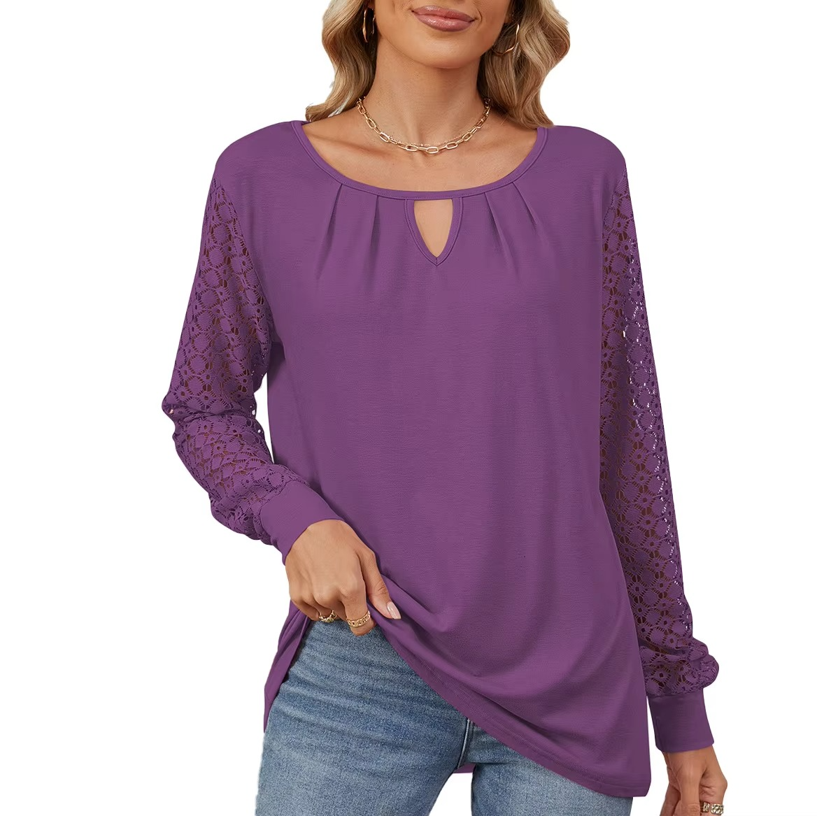 Variant image for Carlotta | Modisches Langarm-Top für Damen mit Spitzendetails-11