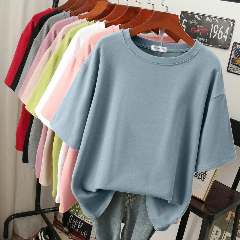 Variant image for Rhoswen | Übergrößes Baumwoll-T-Shirt für Damen - Lässiges Oberteil Damen-50